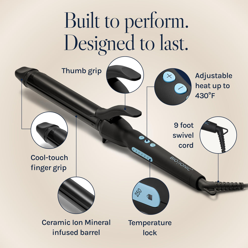 Bio Ionic curling hair in use creating long-lasting hydrated waves and curls
