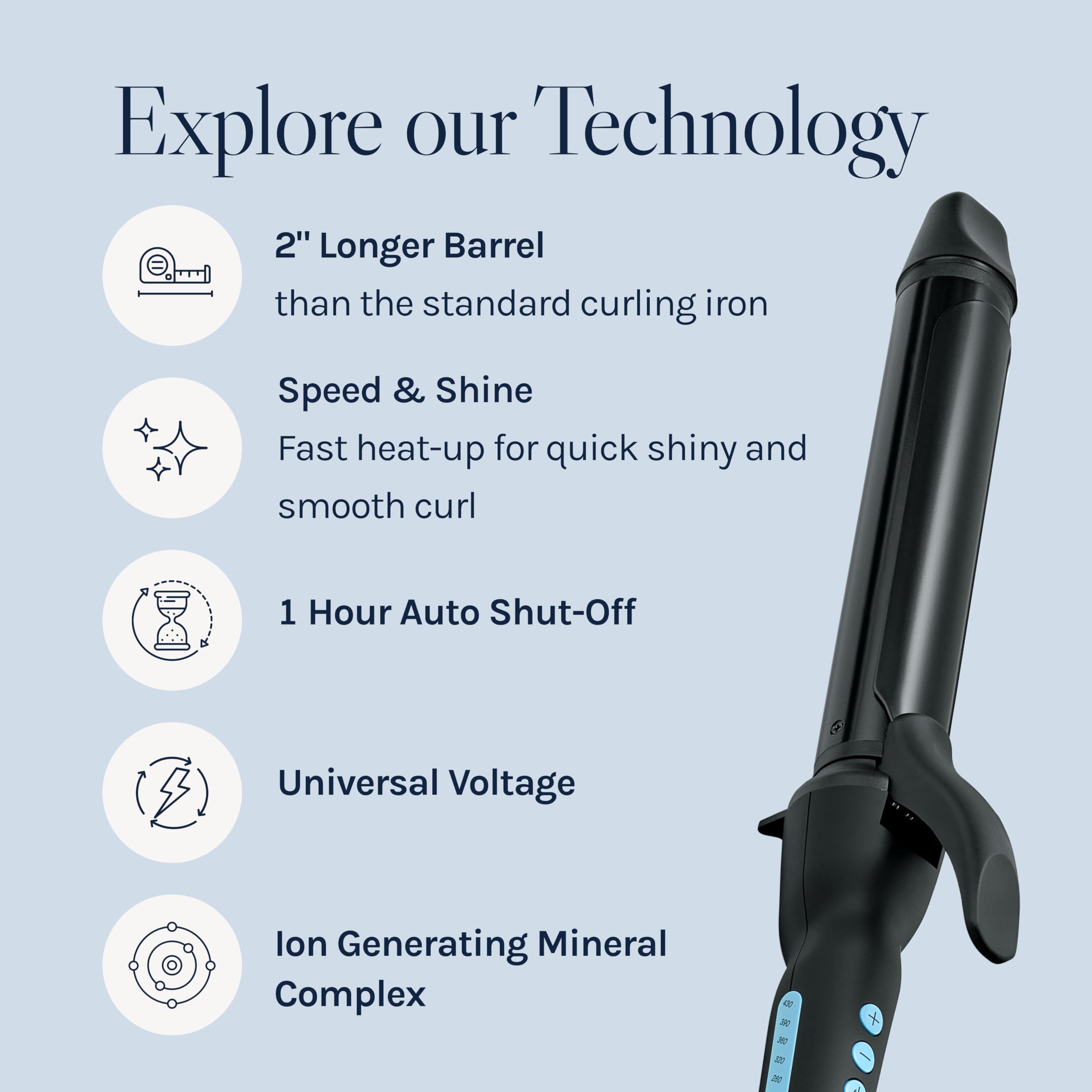 Bio Ionic handle detail with cool-touch grip for comfortable, safe hold