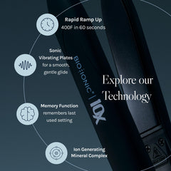 Bio Ionic sonic plates detail highlighting even heat for shinier hair
