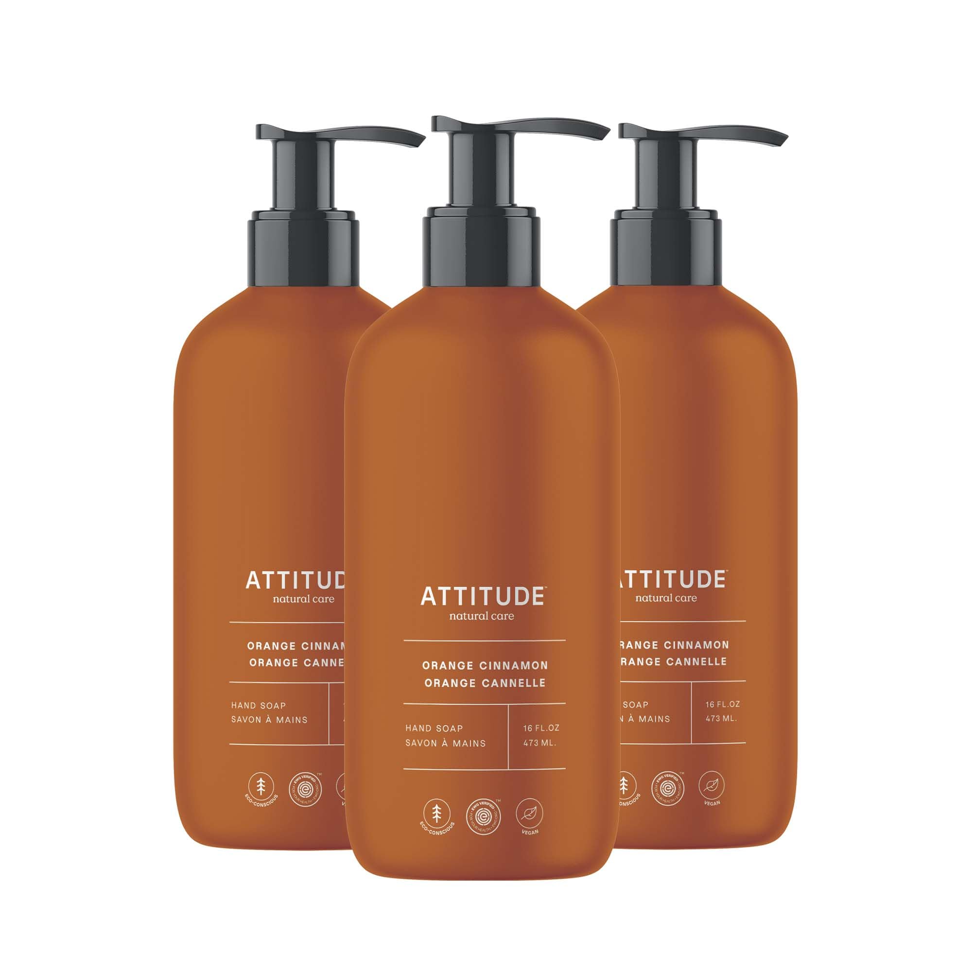 BIO SPECTRA ATTITUDE front bottle showing orange cinnamon scent and clean ingredients benefit