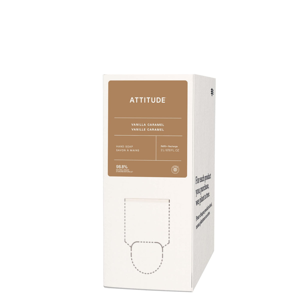 BIO SPECTRA ATTITUDE front label showing vanilla caramel scent and refill size, clear product identity