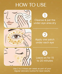 BIOAQUA patch applied under eye on model demonstrating de-puffing