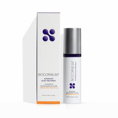 BIOCORNEUM front packaging 20g showing professional scar care benefits