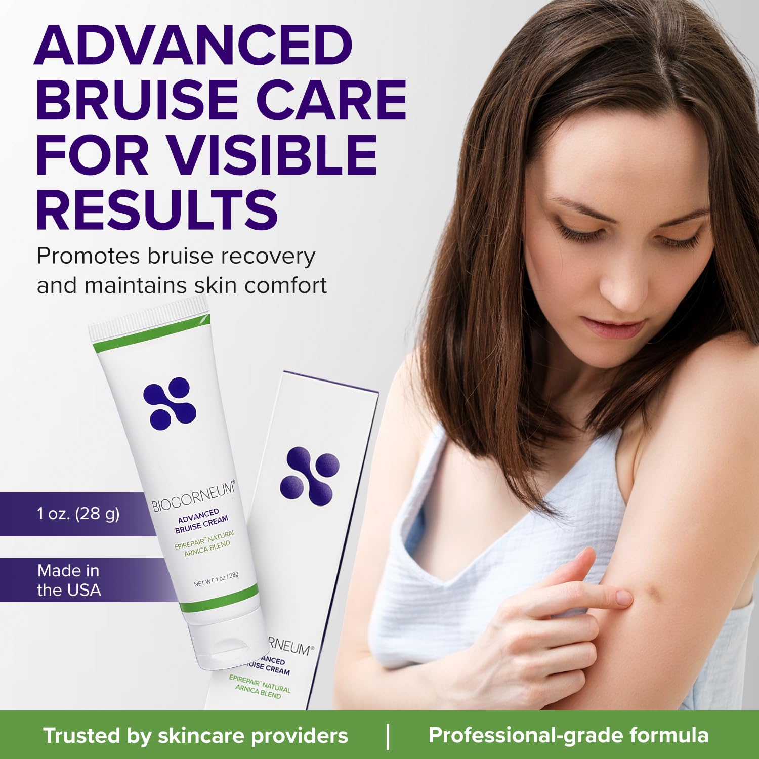 BIOCORNEUM opened tube with cream texture showing fast-absorbing application benefit