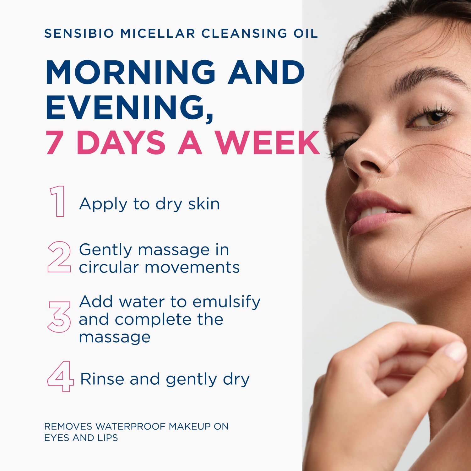 Bioderma cleansing oil removing mascara to minimize eye rubbing