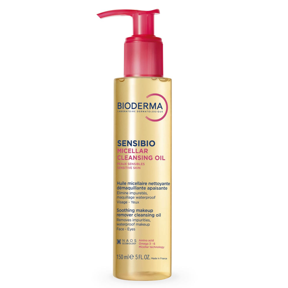 Bioderma front bottle showing Sensibio cleanser and benefits