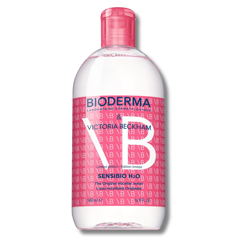 Bioderma Sensibio H2O front bottle showing designer label and easy-pour cap benefits convenience