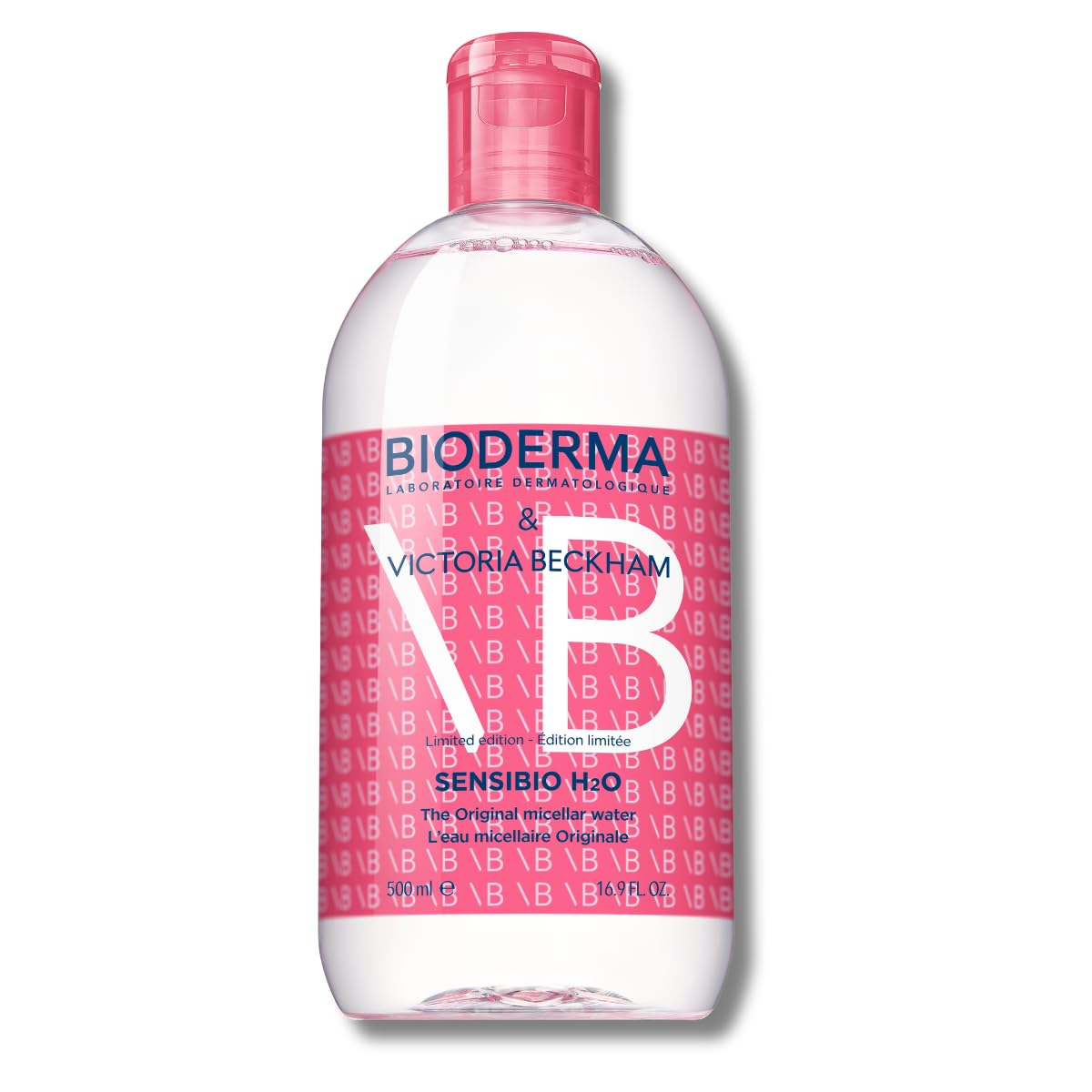 Bioderma Sensibio H2O front bottle showing designer label and easy-pour cap benefits convenience