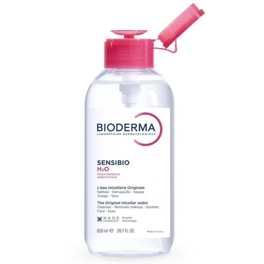 Bioderma bottle front view showing product and gentle cleansing benefit