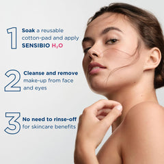 Bioderma Sensibio H2O texture on cotton pad demonstrating gentle cleansing and hydration