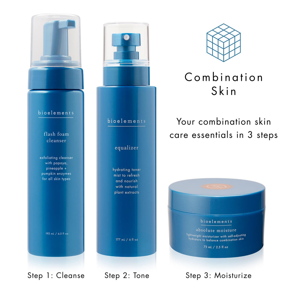 Bioelements size comparison in hand illustrating compact 2.5 fl oz travel-friendly benefit