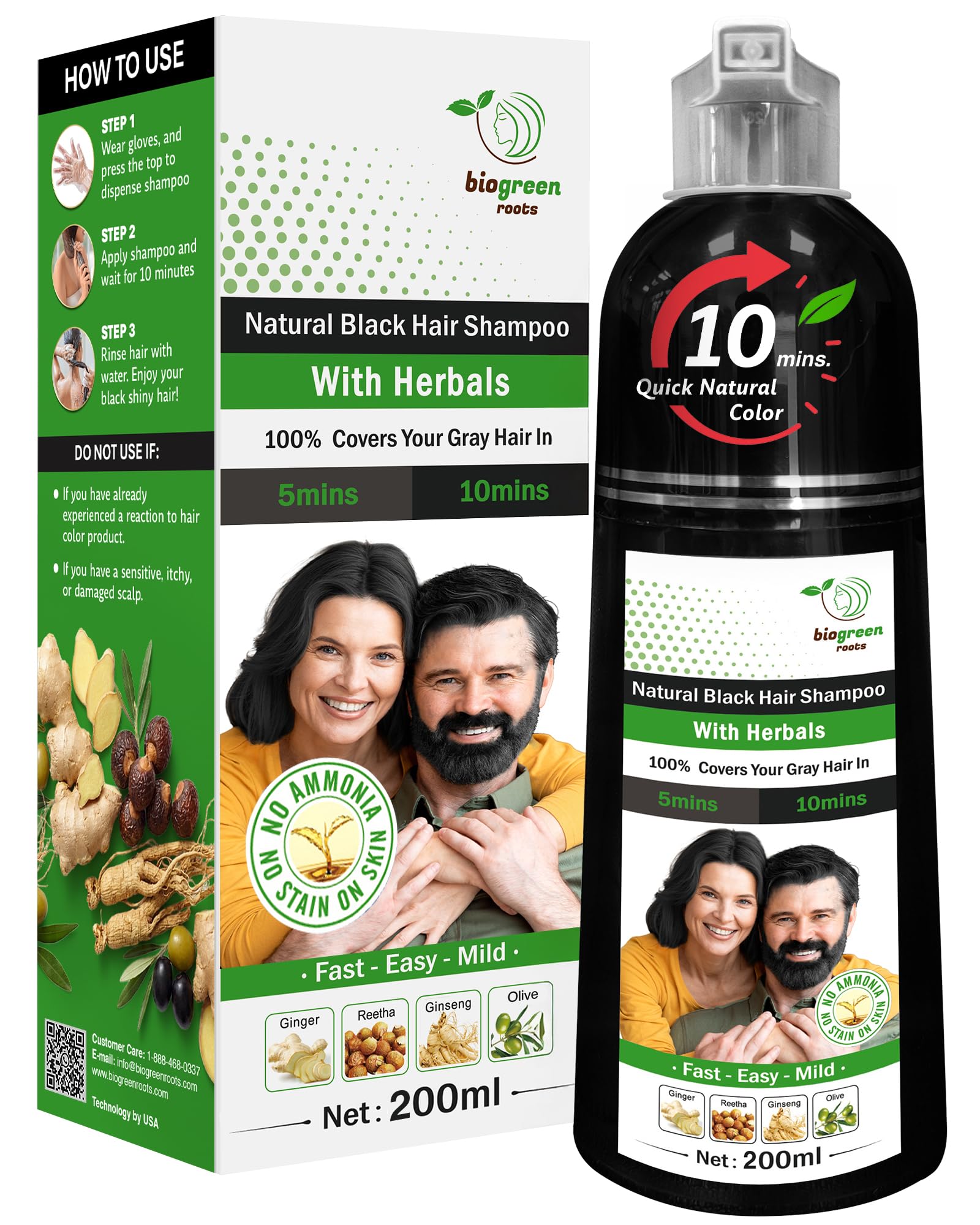 BIOGREEN ROOTS front bottle view showing packaging and benefits
