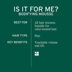 Biolage bodifying mousse applied at roots illustrating instant lift and volumizing benefit