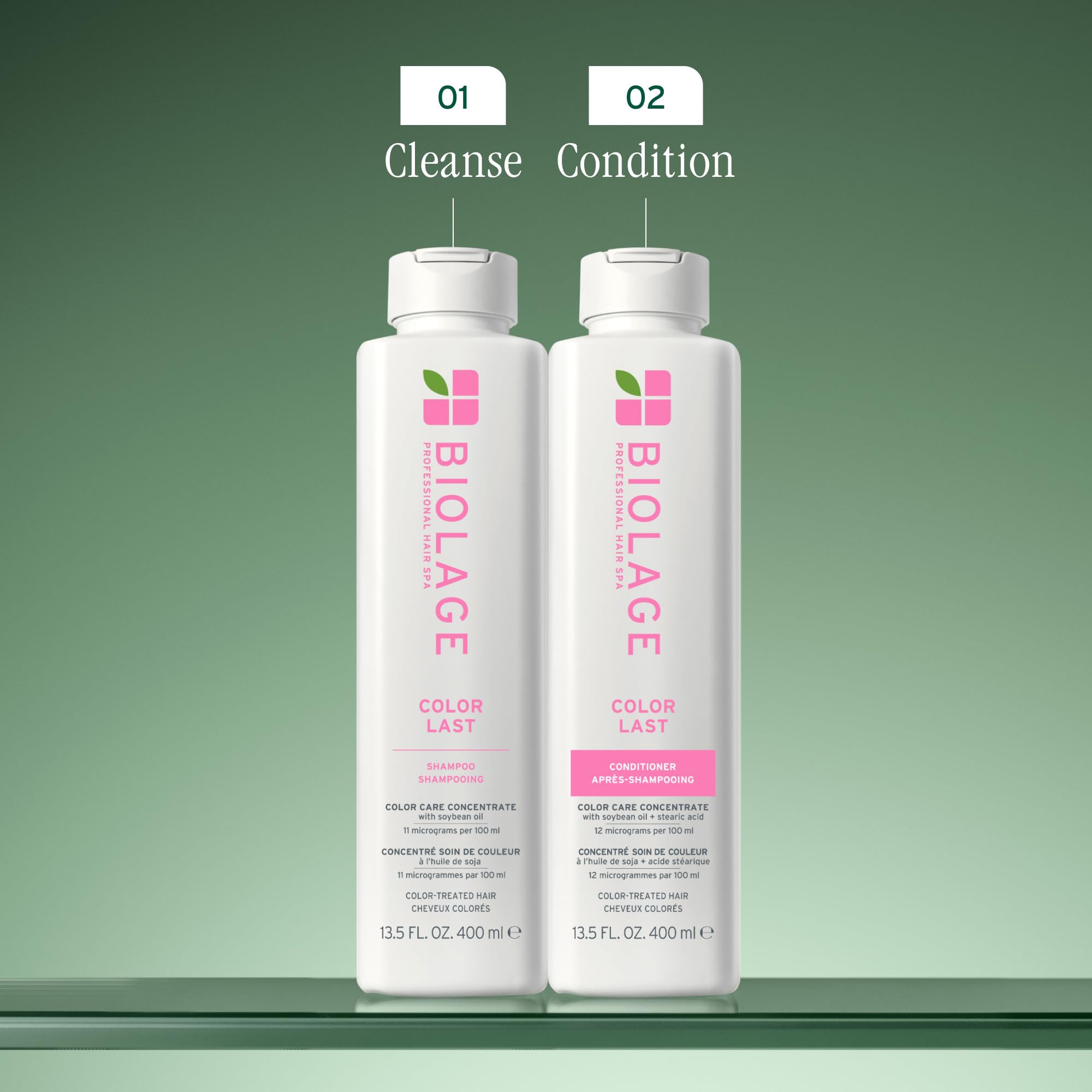 Biolage bottle placed in a shower demonstrating use