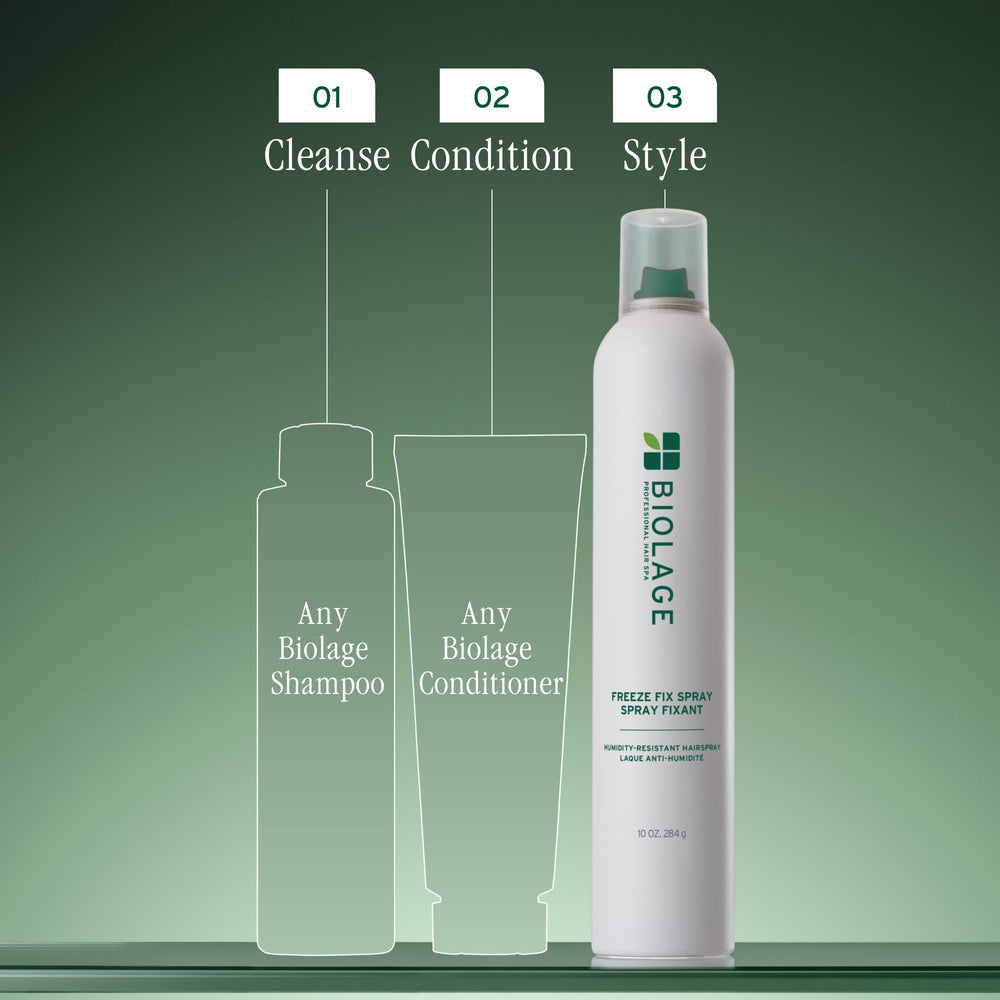 Biolage before and after hair showing smoother shiny finish