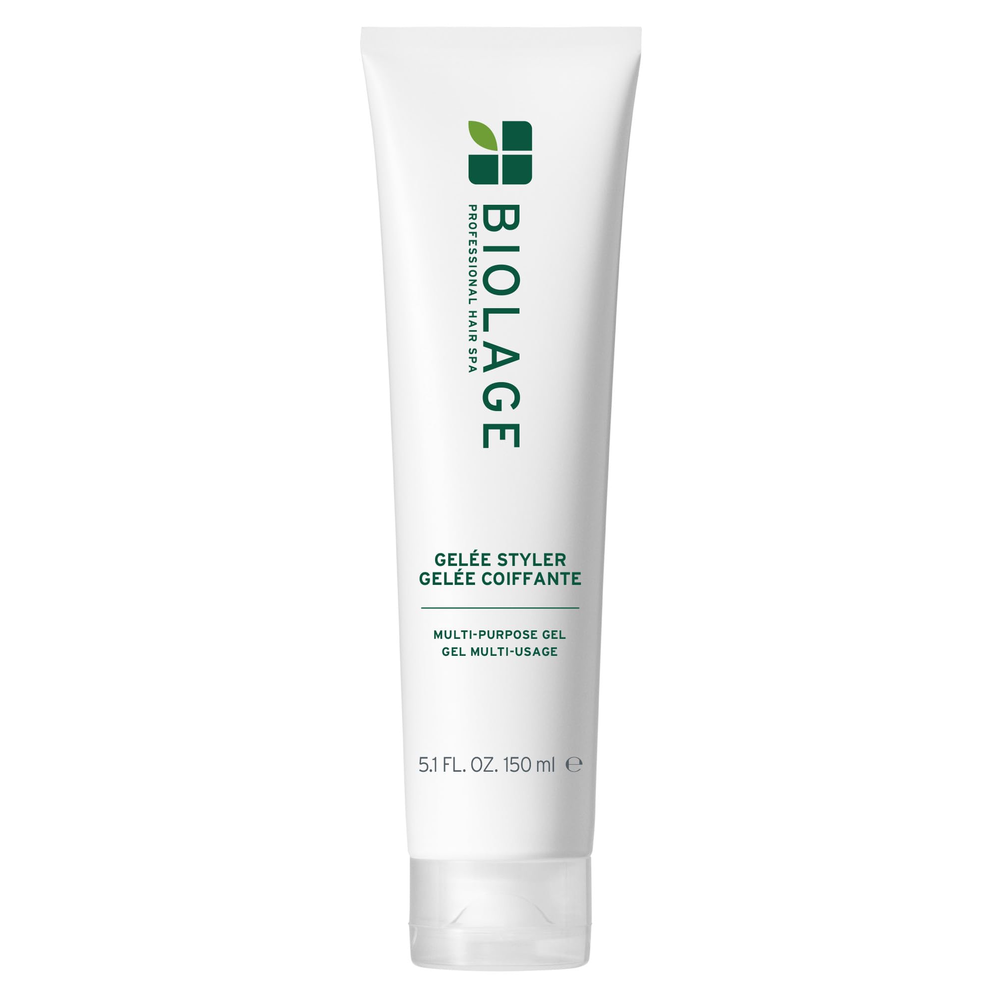 Biolage Styling Gelée front tube showing branding and size, highlights lightweight benefits