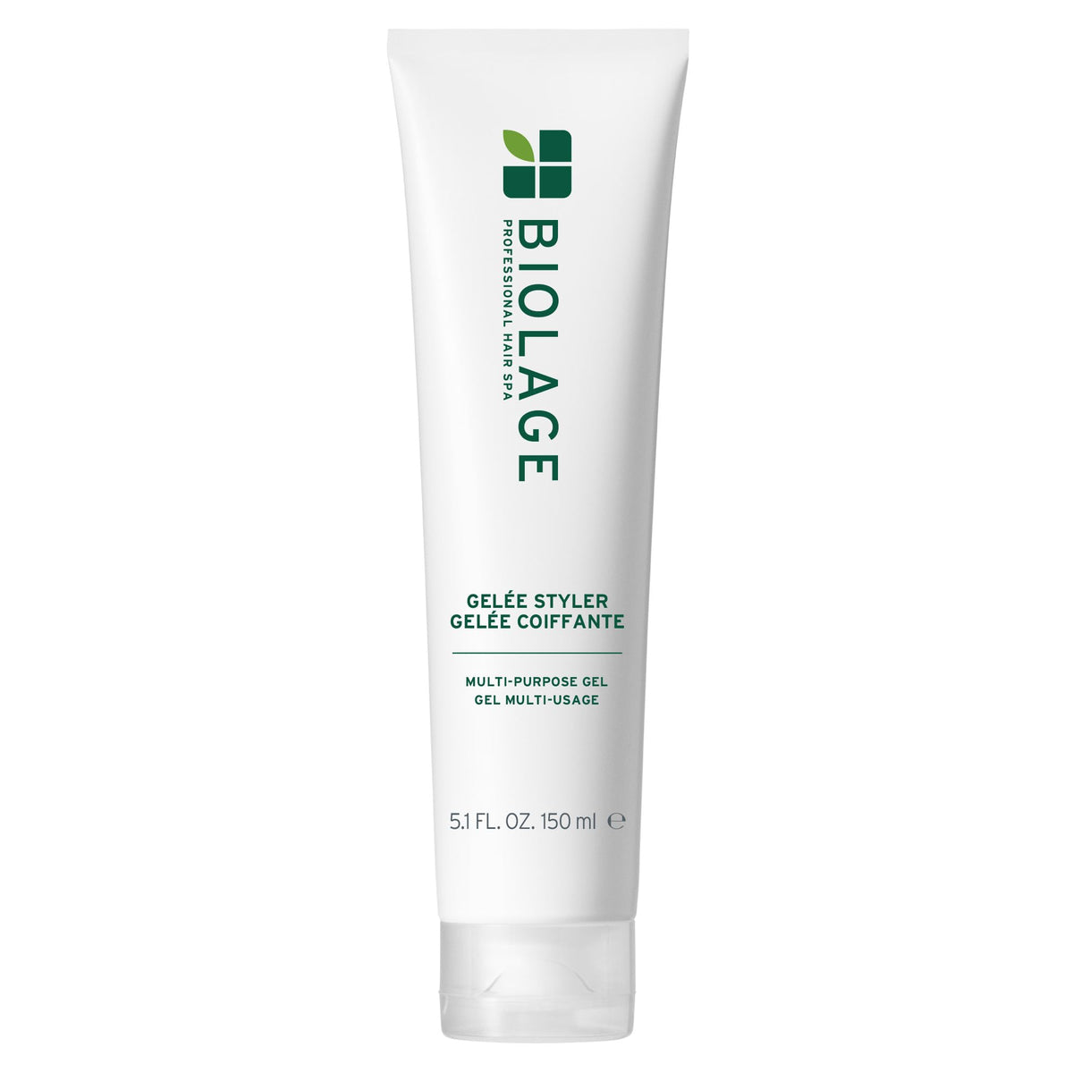 Biolage Styling Gelée front tube showing branding and size, highlights lightweight benefits