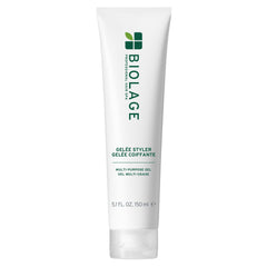 Biolage Styling Gelée front tube showing branding and size, highlights lightweight benefits