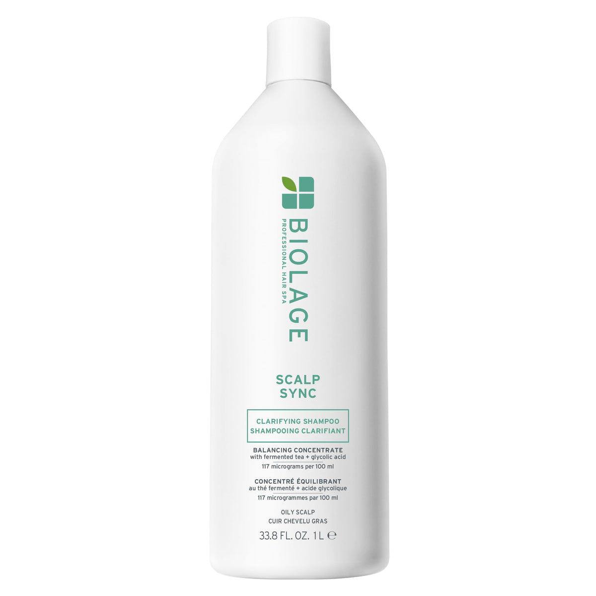 Biolage front packaging shows product and clarifying benefit