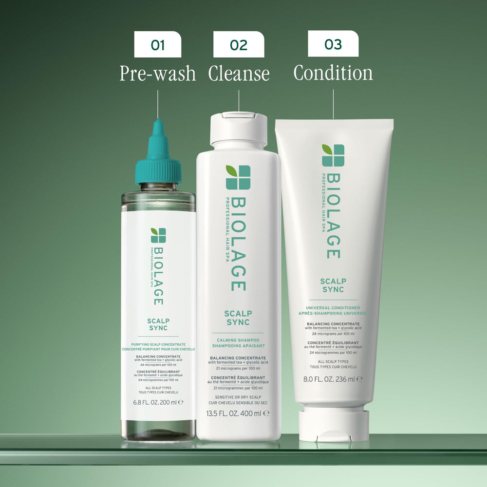 Biolage Scalp Sync paired with Scalp Sync shampoo, brand system compatibility benefit