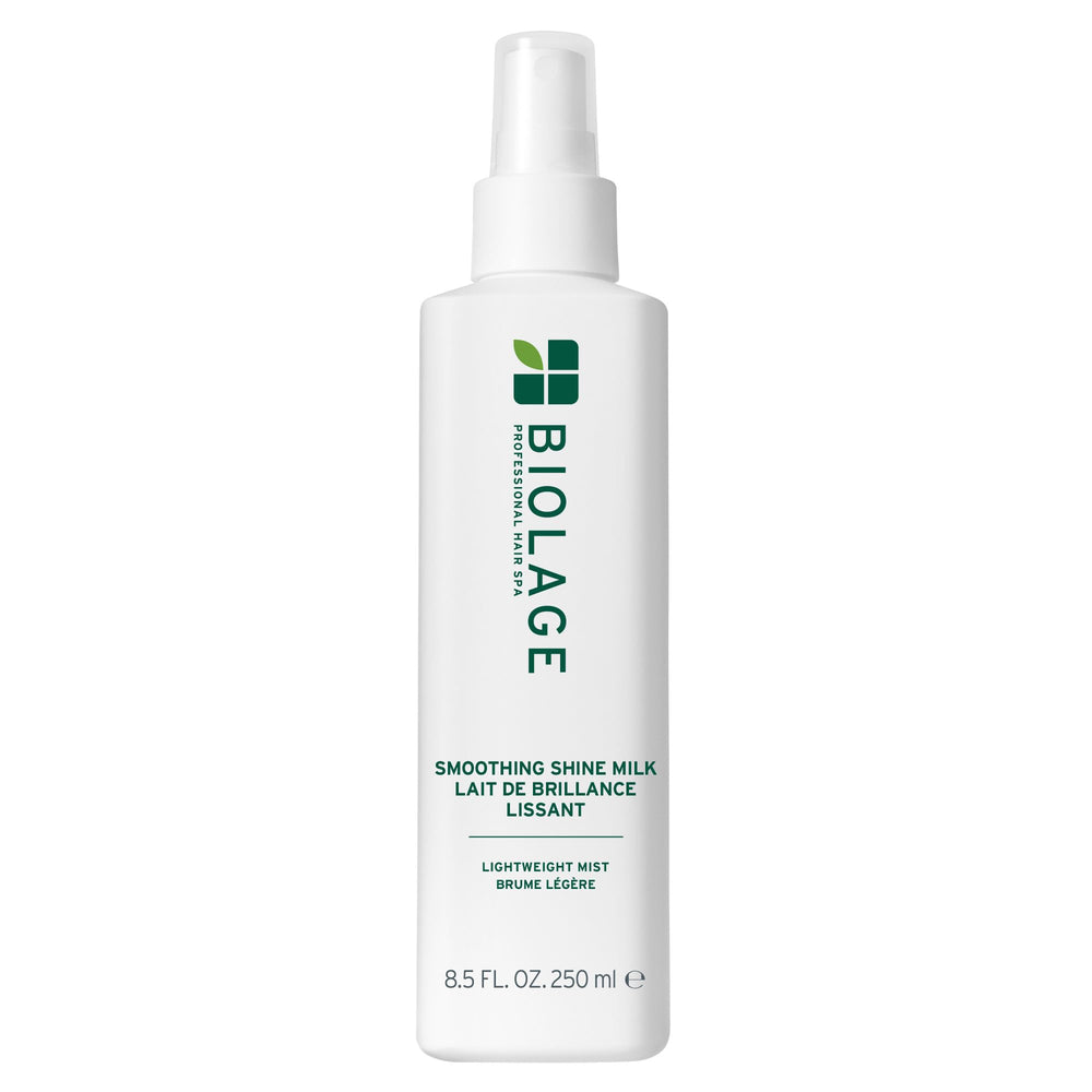 Biolage bottle front packaging showing label and glossy finish benefit