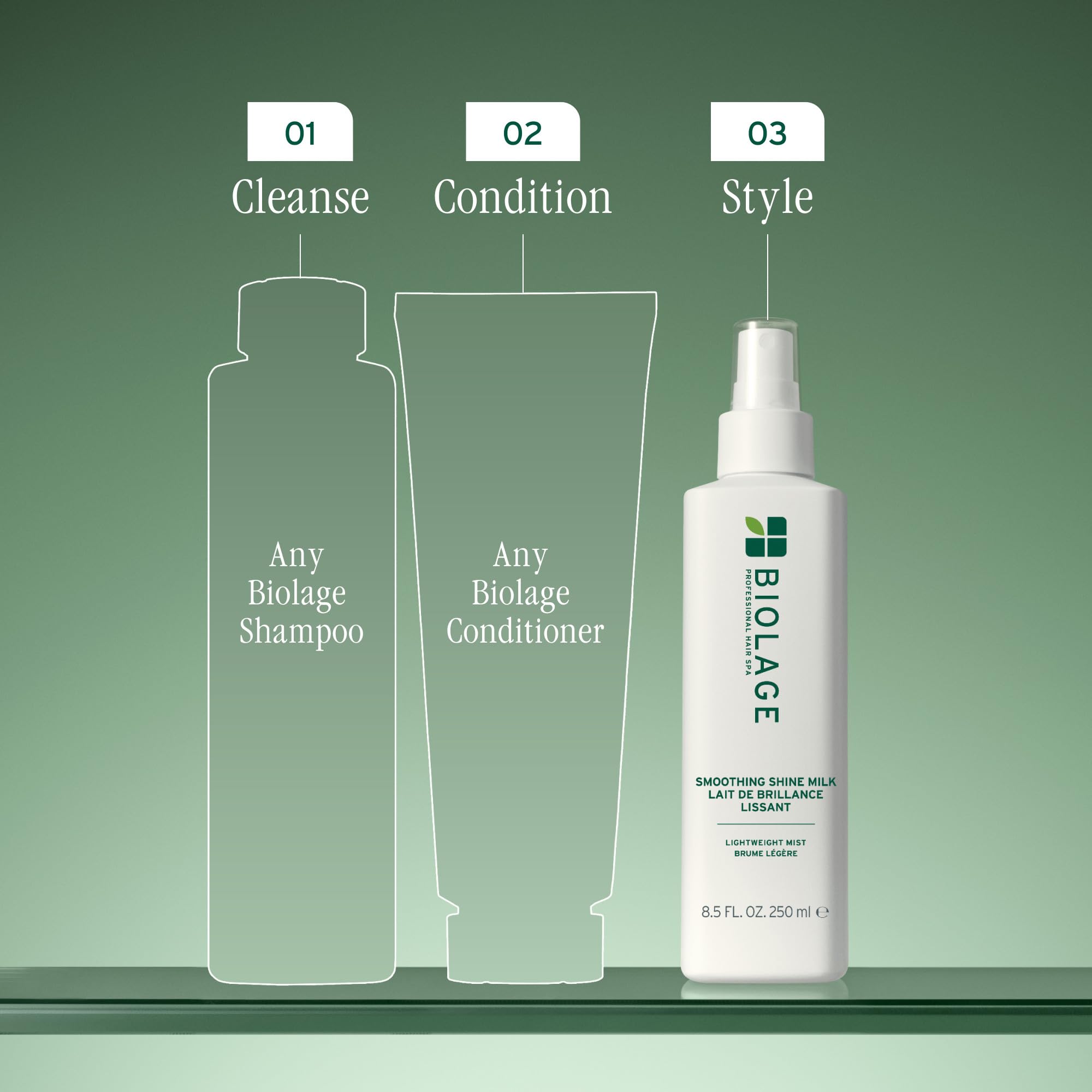 Stylist using Biolage during blow-dry for smoother, shinier hair