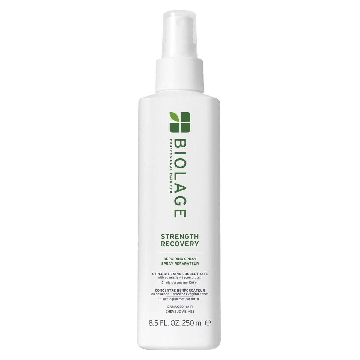 Biolage repairing spray front bottle view showing protective benefits