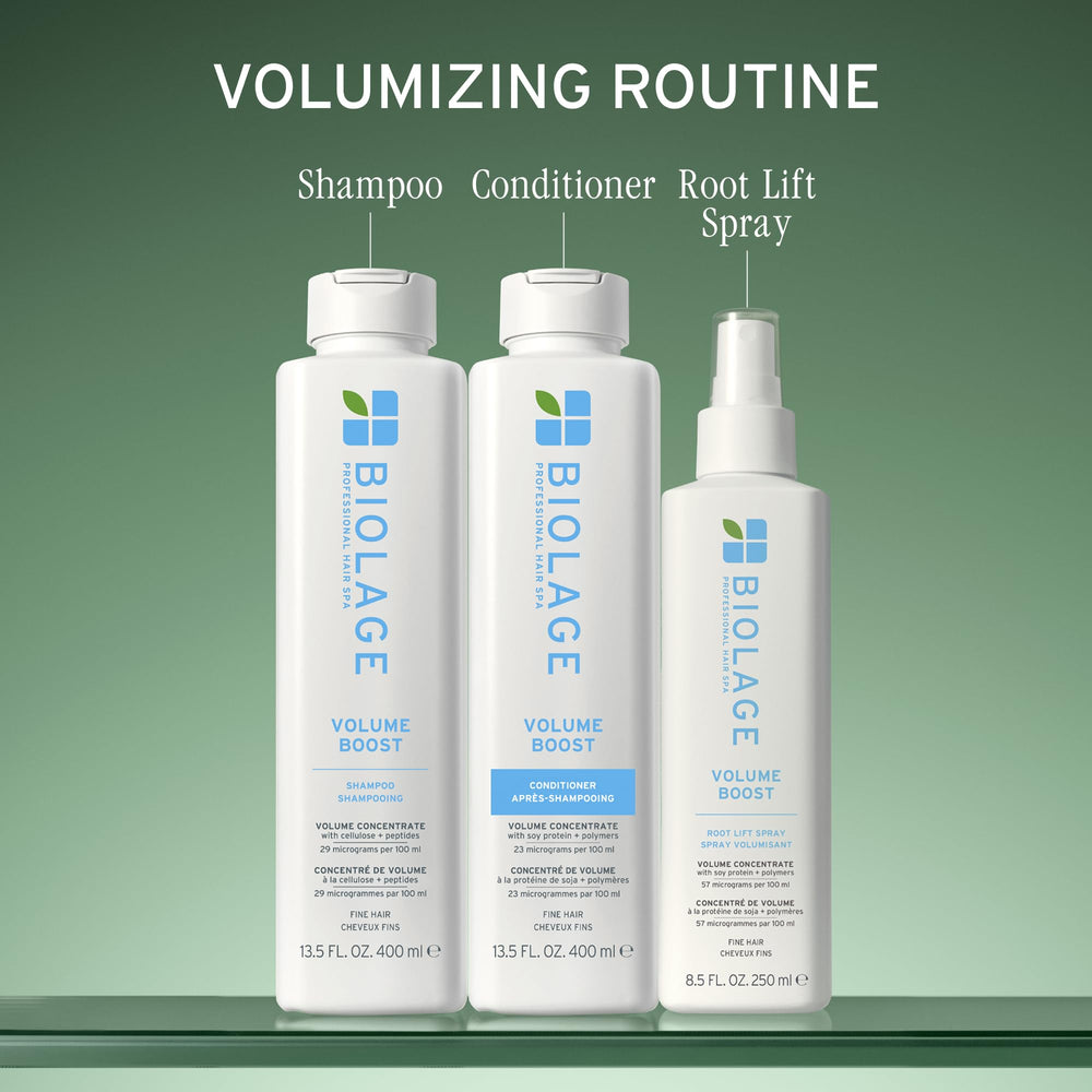 Biolage in-shower bottle staged for realistic bathroom use benefit