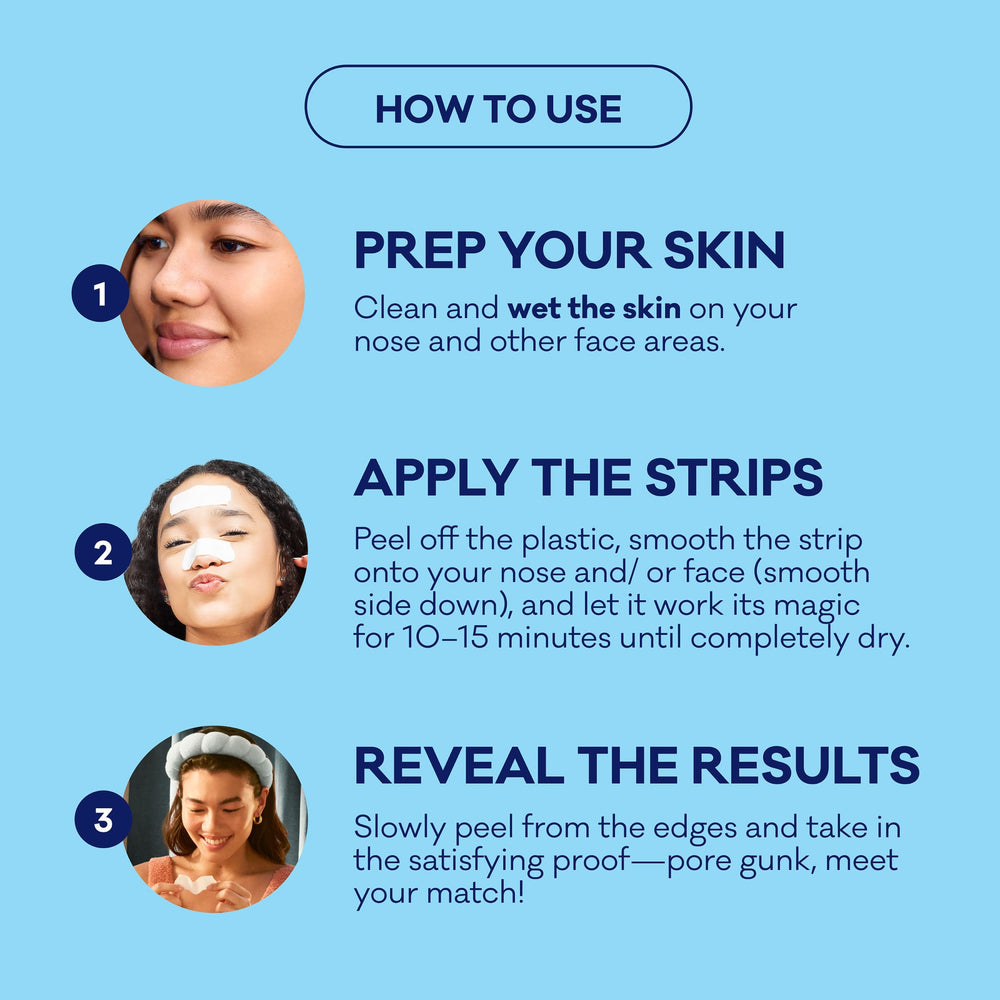 Bioré larger face strip on cheek showing effective oil and impurity lift