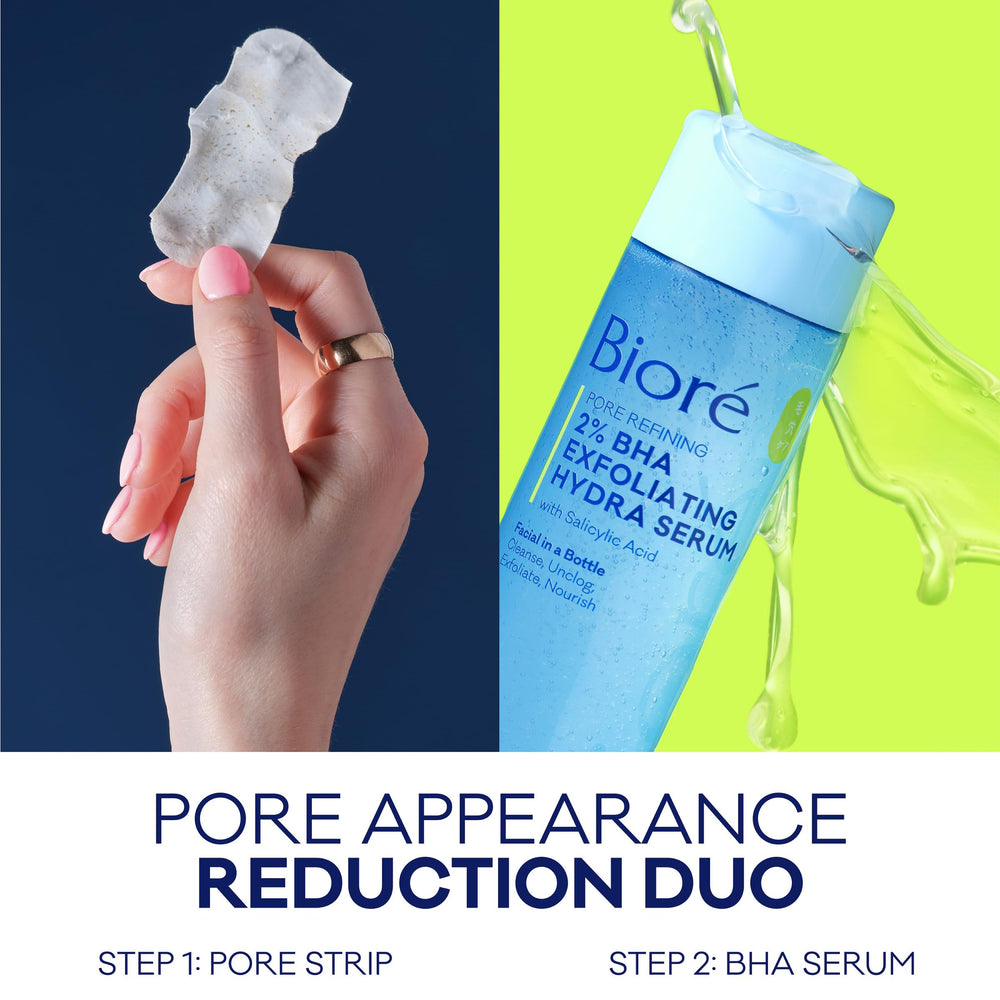 Bioré drop of serum on cotton pad showing easy, leave-on use
