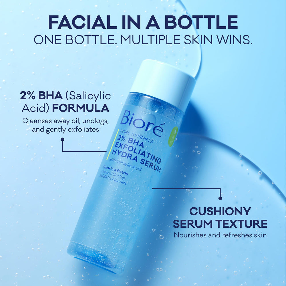 Bioré serum texture on hand illustrating lightweight, hydrating feel