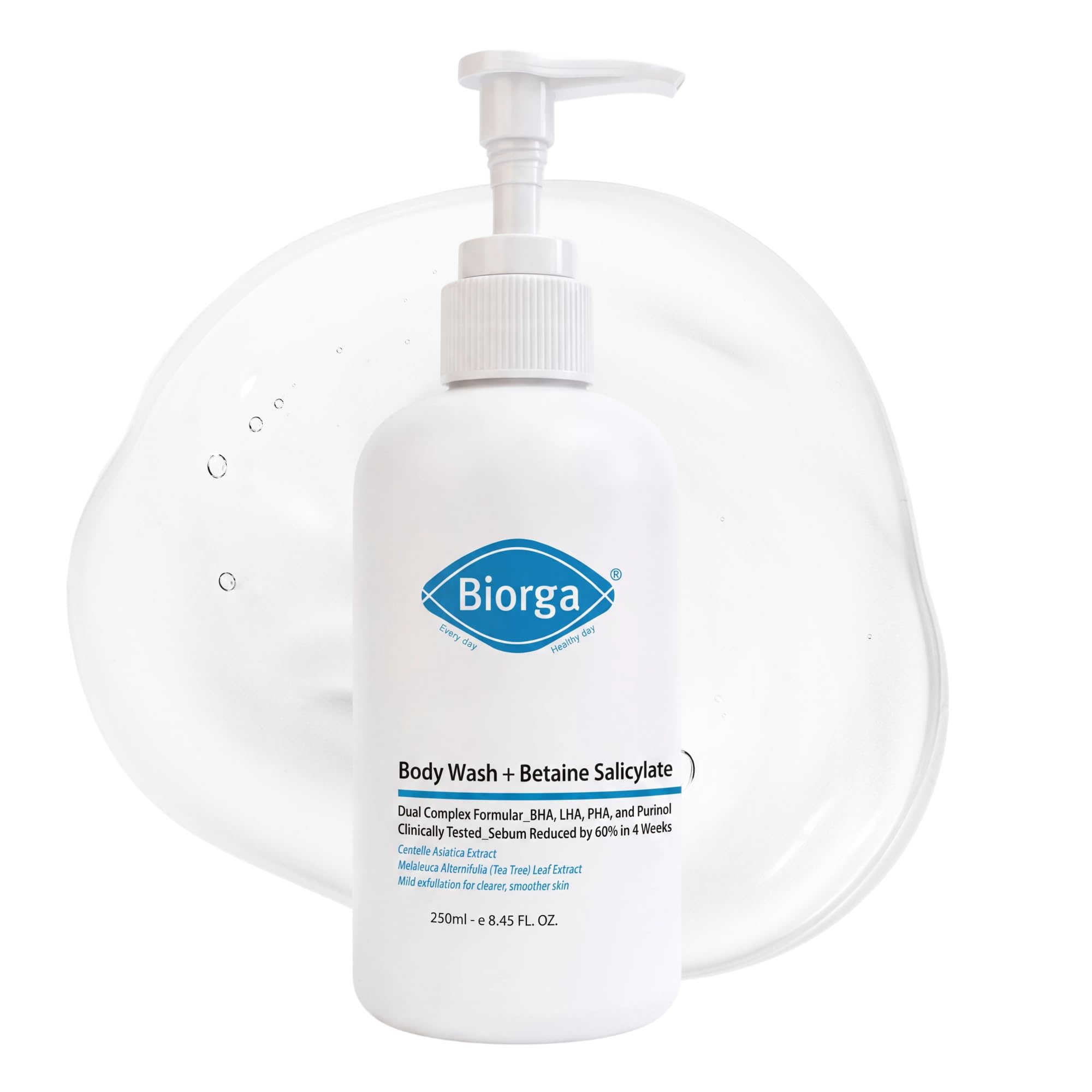 Biorga front bottle showing product name and size, clear travel-friendly design and benefits