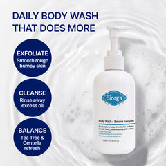Biorga gel texture on hand showing smooth concentrated formula for gentle exfoliation