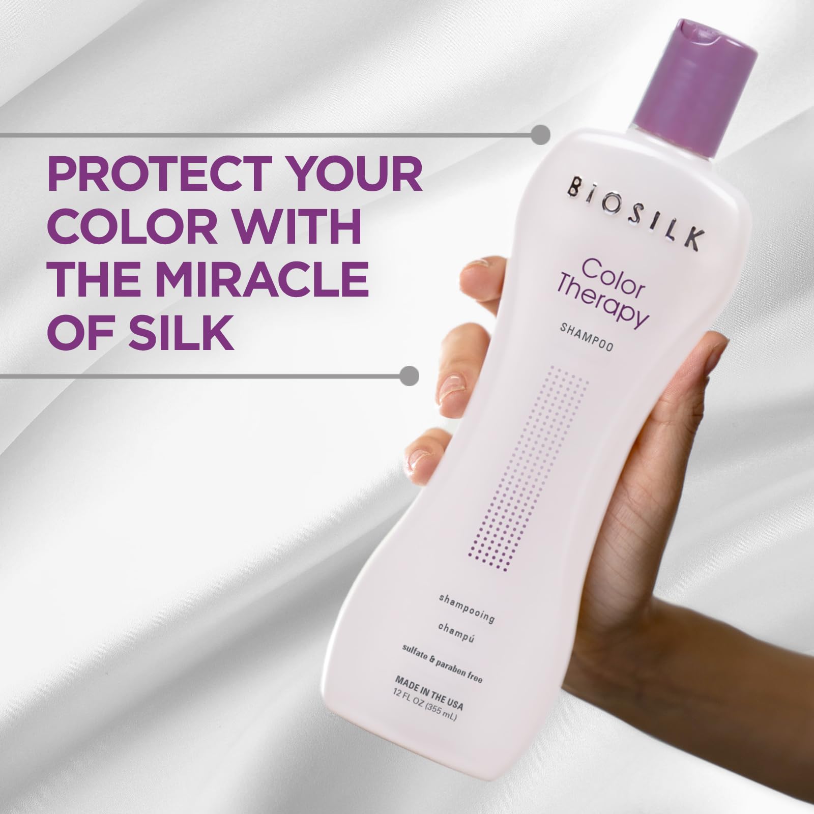 BioSilk shampoo texture close-up highlighting silk protein smoothing benefit
