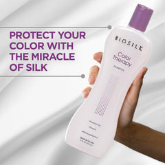 BioSilk shampoo texture close-up highlighting silk protein smoothing benefit