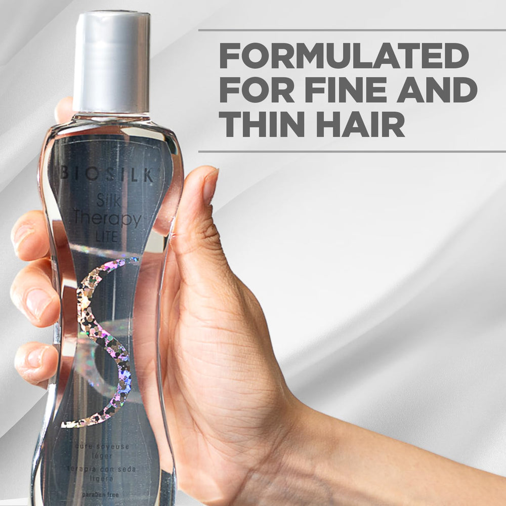 BioSilk applied to wet hair demonstrating smoothing before styling benefit