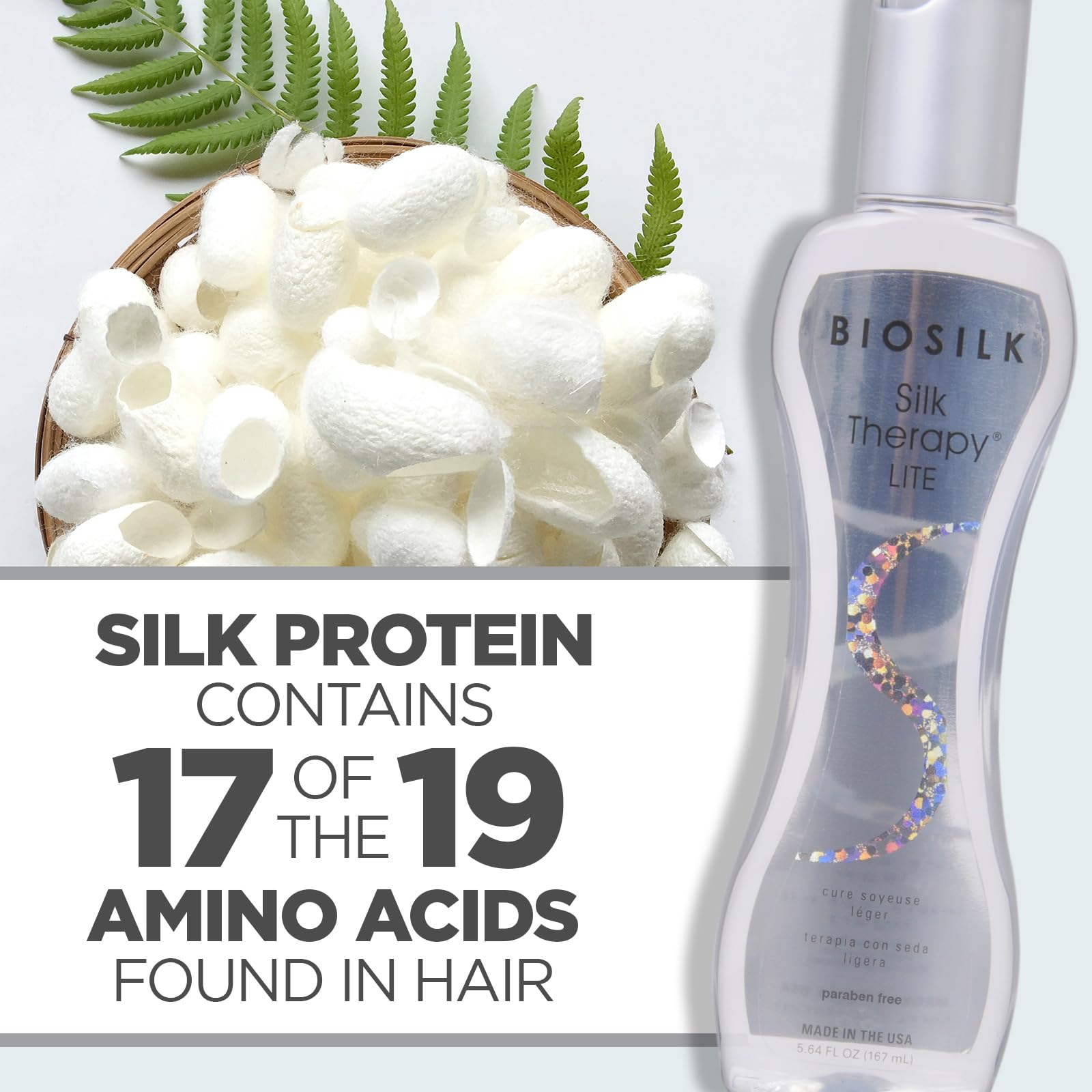 BioSilk packaging label detail revealing ingredients and professional treatment benefit