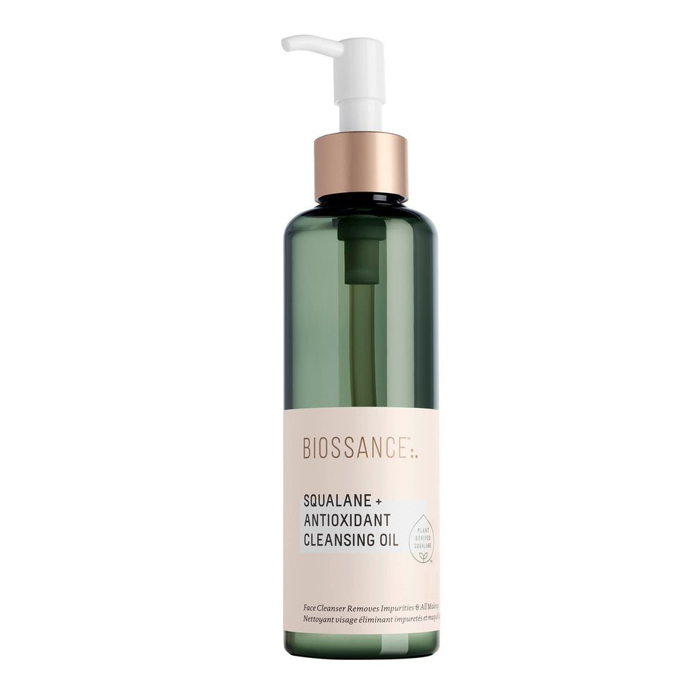 Biossance bottle front view showing clean packaging and quick benefit