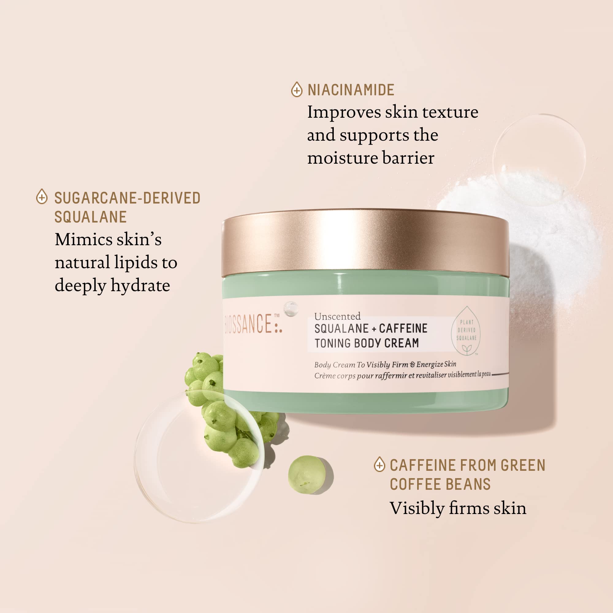 BIOSSANCE application on leg demonstrating smoothing and firming benefit