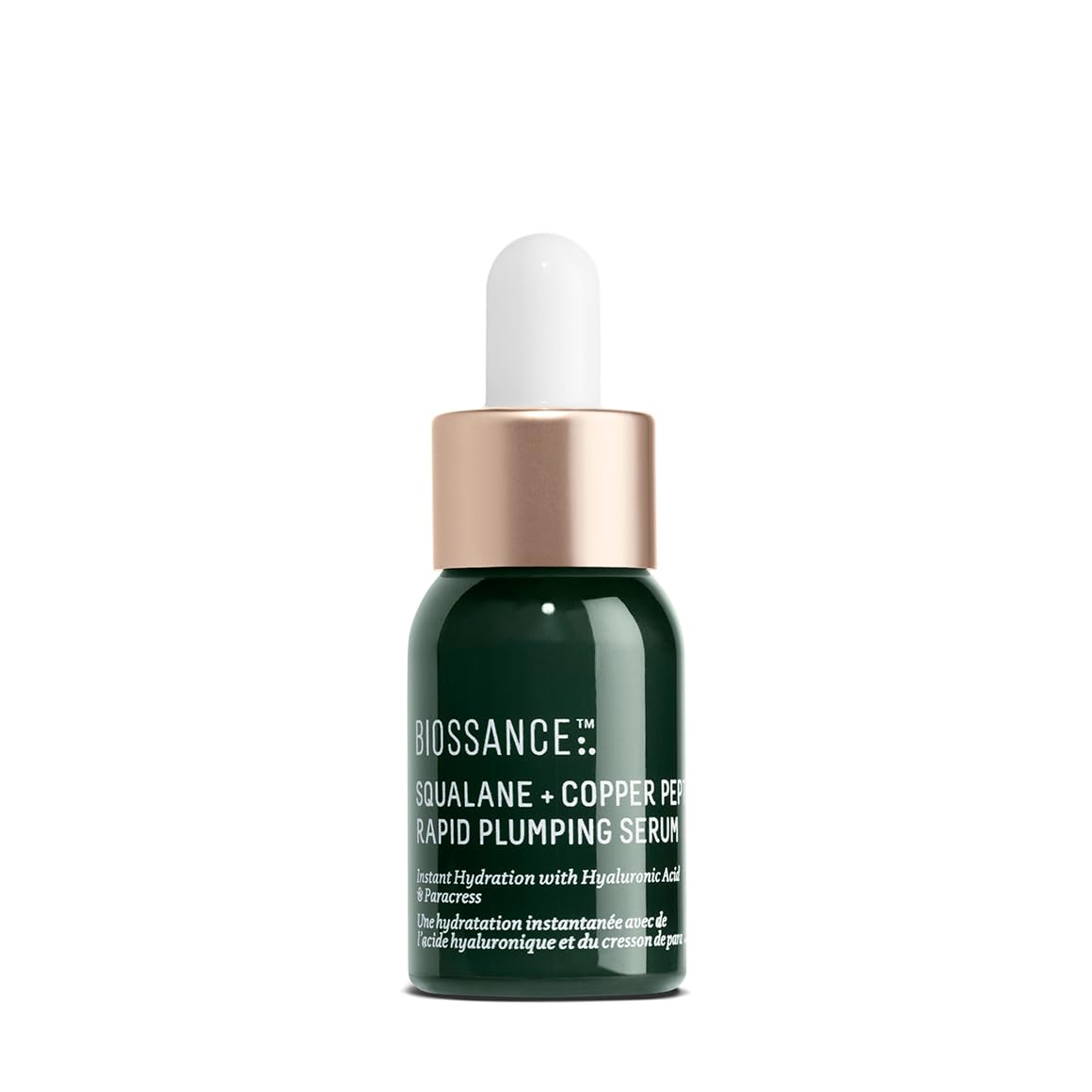 BIOSSANCE front packaging showing bottle and label, communicates product identity and trust