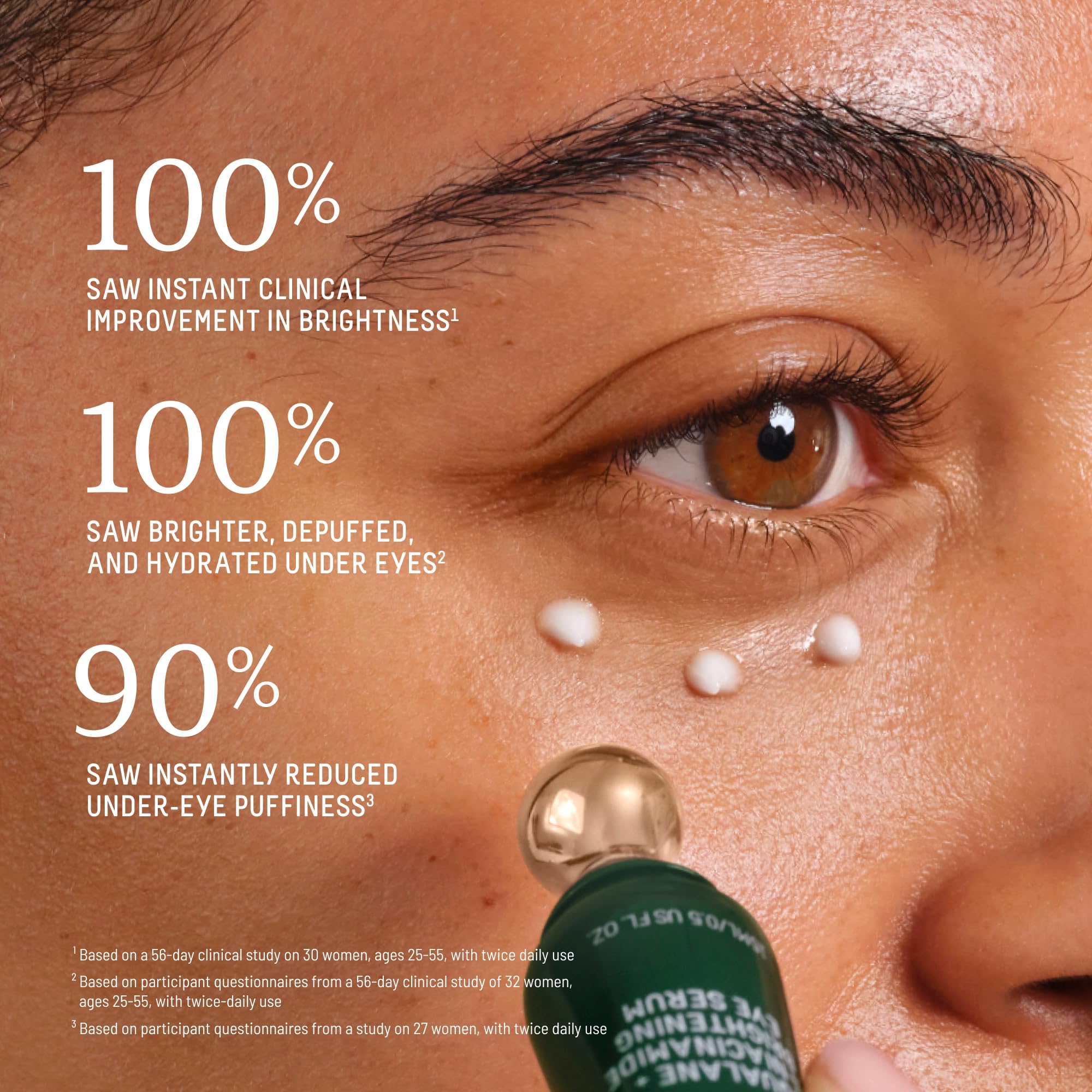 BIOSSANCE clear serum drop texture showing lightweight hydration and no tugging