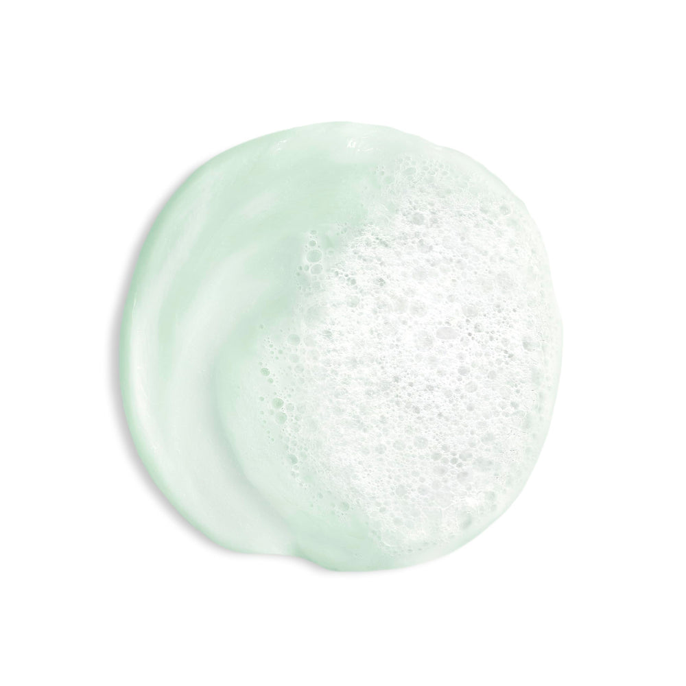 Biotherm gel foam texture on hand demonstrating gentle creamy lather and softening benefit