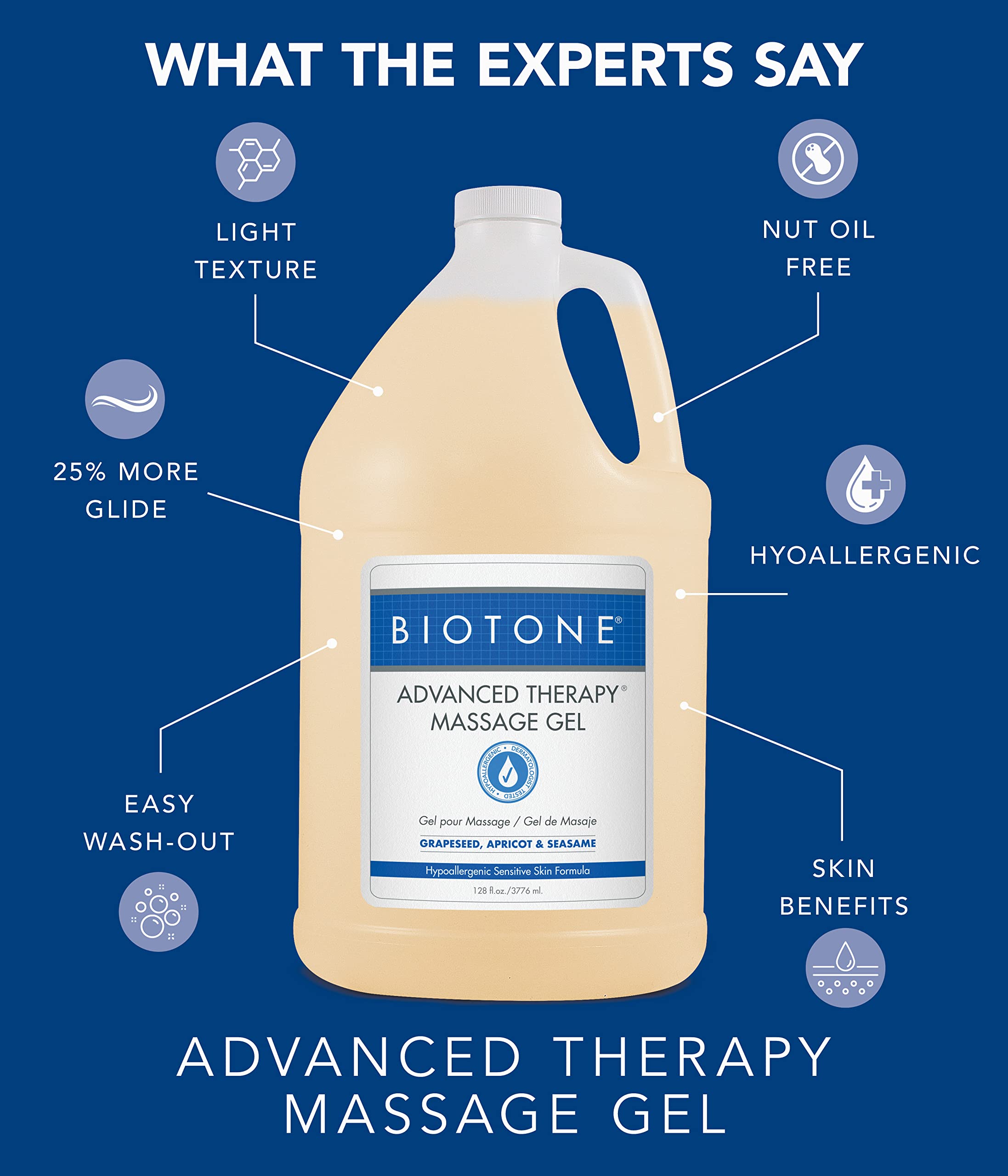 Spa room scene with BIOTONE bottle beside towels, professional client comfort benefit