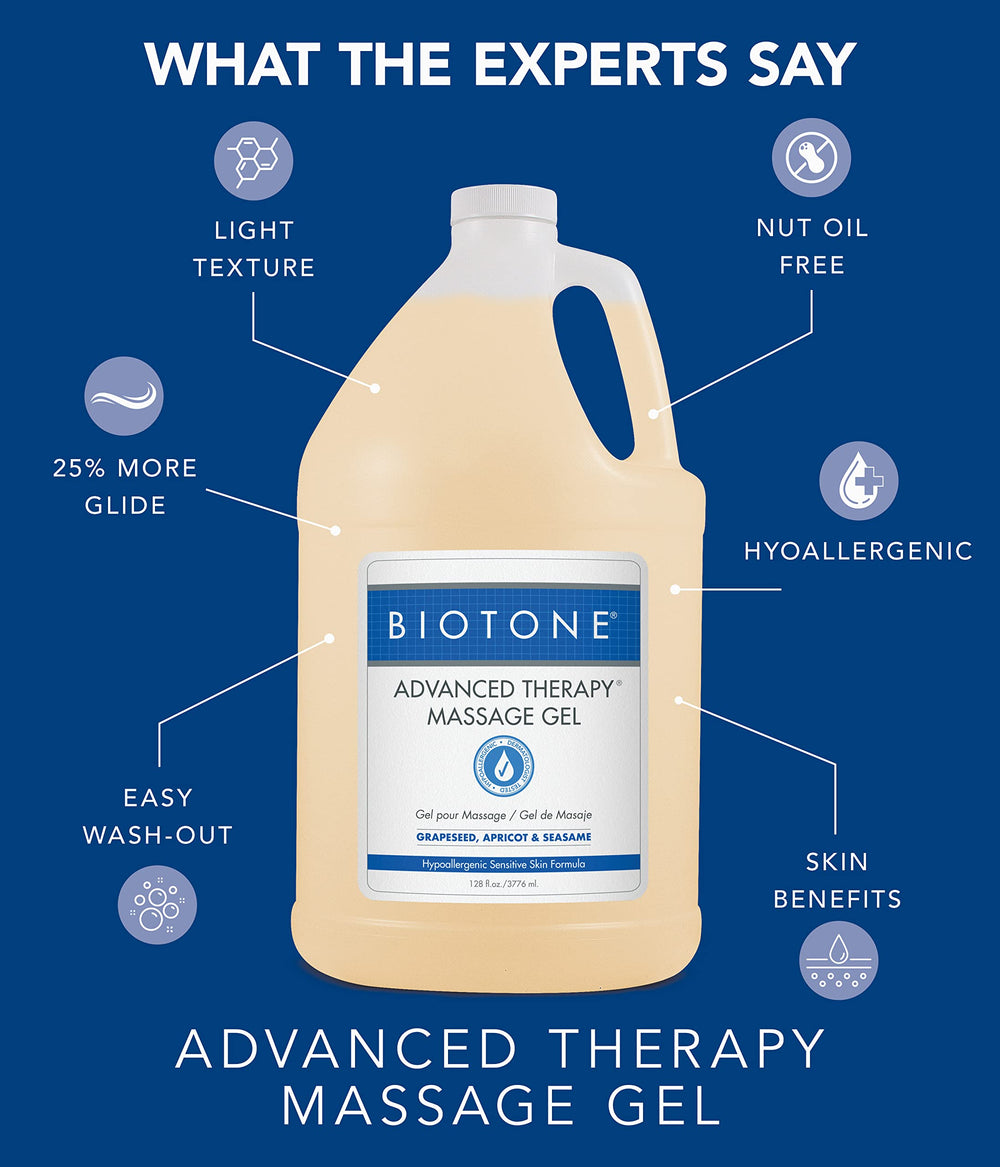 Spa room scene with BIOTONE bottle beside towels, professional client comfort benefit