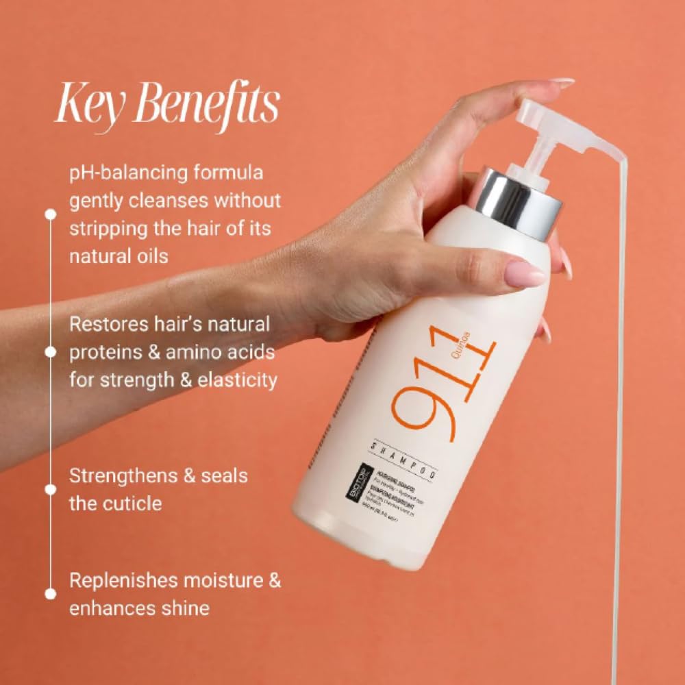 Biotop Professional close-up label highlighting quinoa and argan oil benefits