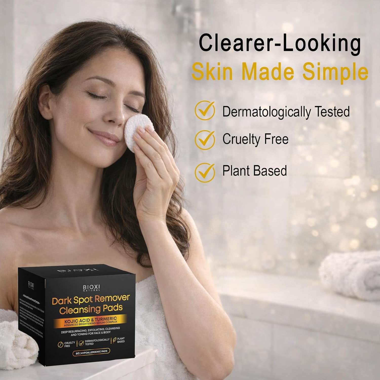 BIOXI on bathroom counter suggesting nightly skincare convenience