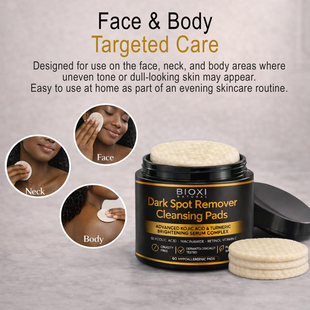 BIOXI pad applying to face for one-step cleansing and toning
