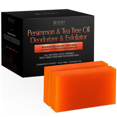 BIOXI persimmon soap packaging showing two bars and benefits