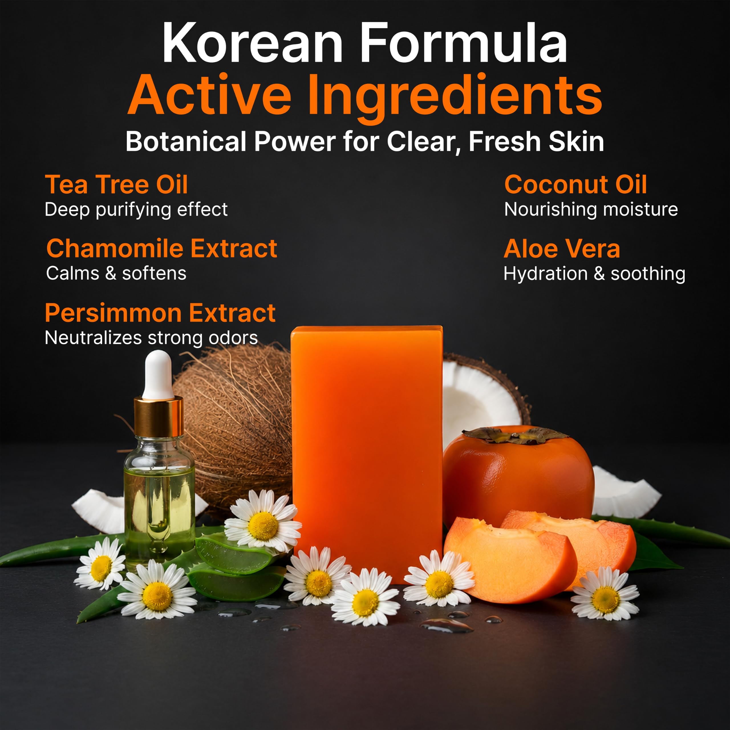 BIOXI ingredient label spotlighting persimmon and tea tree benefits