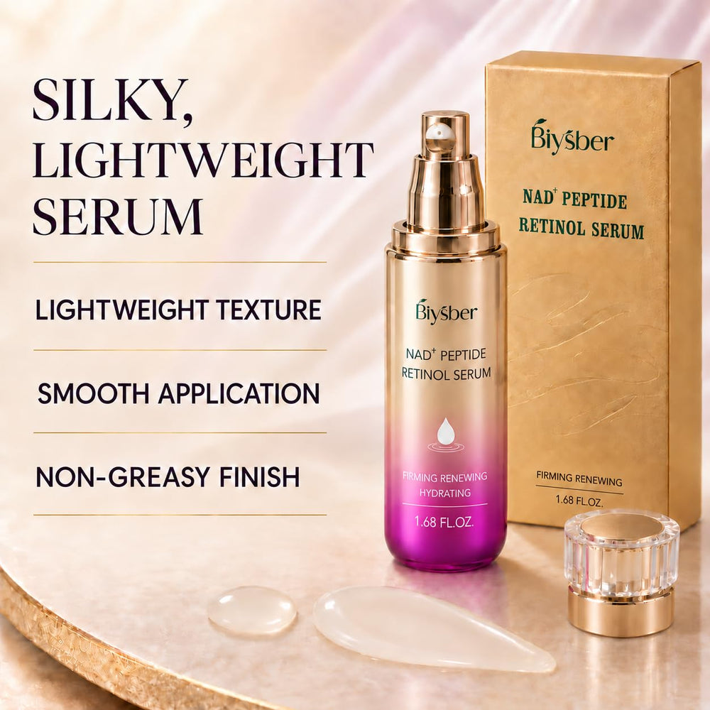BIYSBER bottle beside moisturizer in lifestyle setting, conveys easy layering benefit